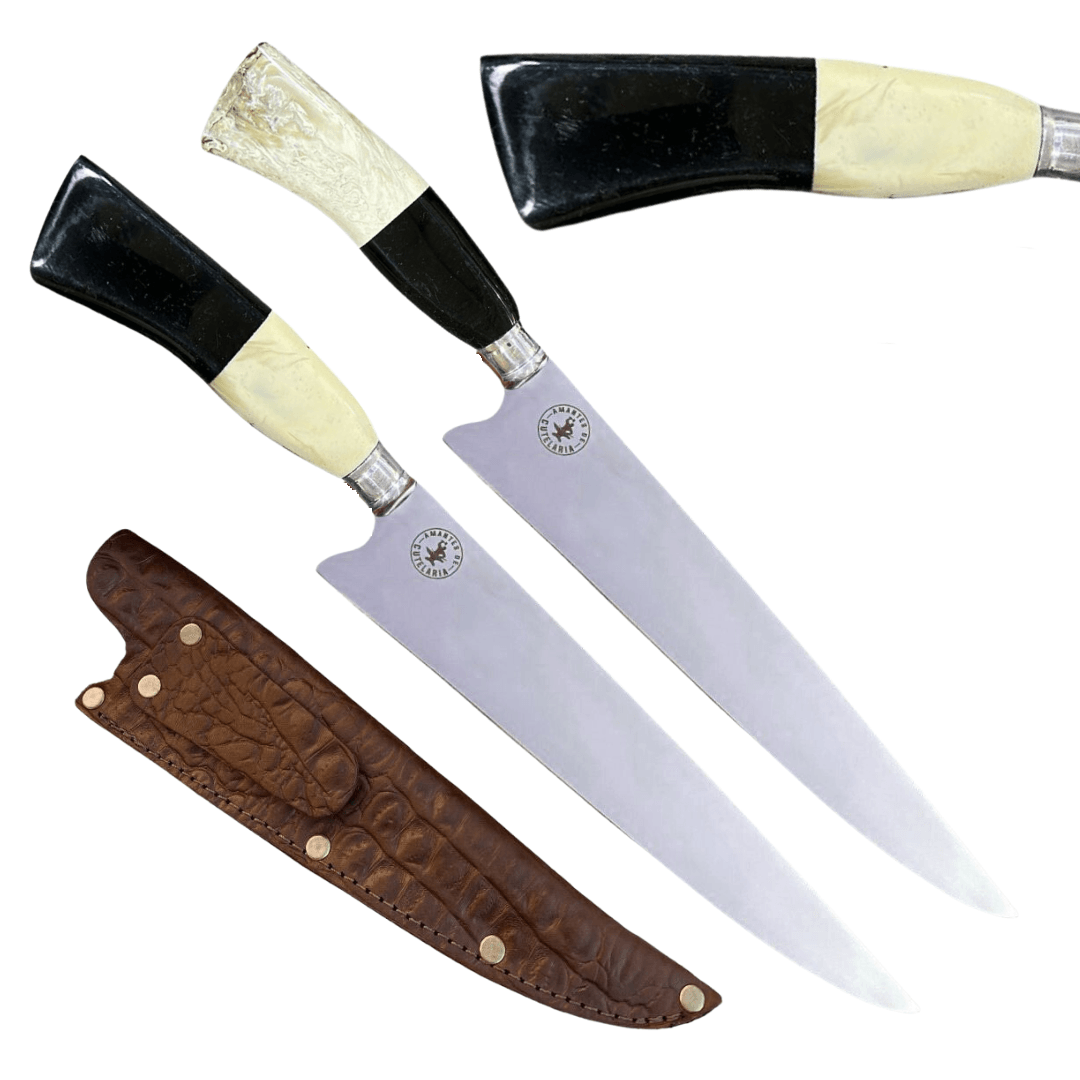 Kit 2 Facas Artesanais para Churrasco Aço Inox | 9"