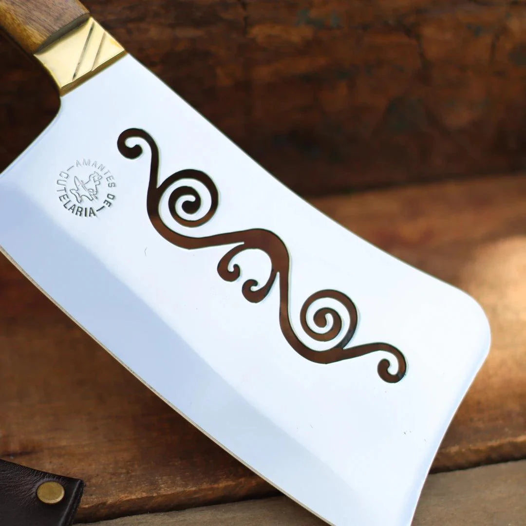 Cutelo Artesanal Personalizado para Churrasco Mustache | Aço Inox 7"