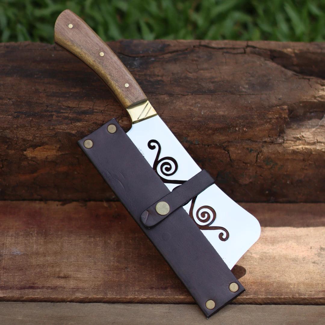 Cutelo Artesanal Personalizado para Churrasco Mustache | Aço Inox 7"