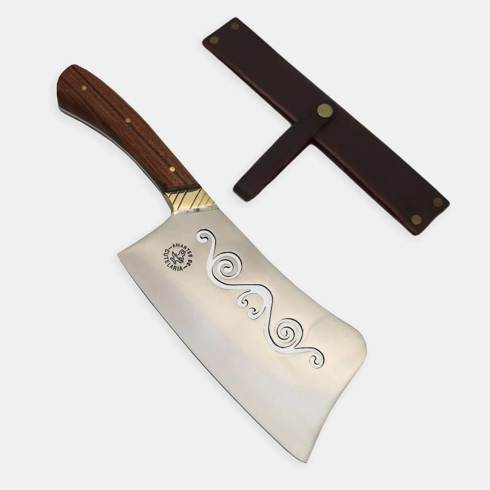 Cutelo Artesanal Personalizado para Churrasco Mustache | Aço Inox 7"