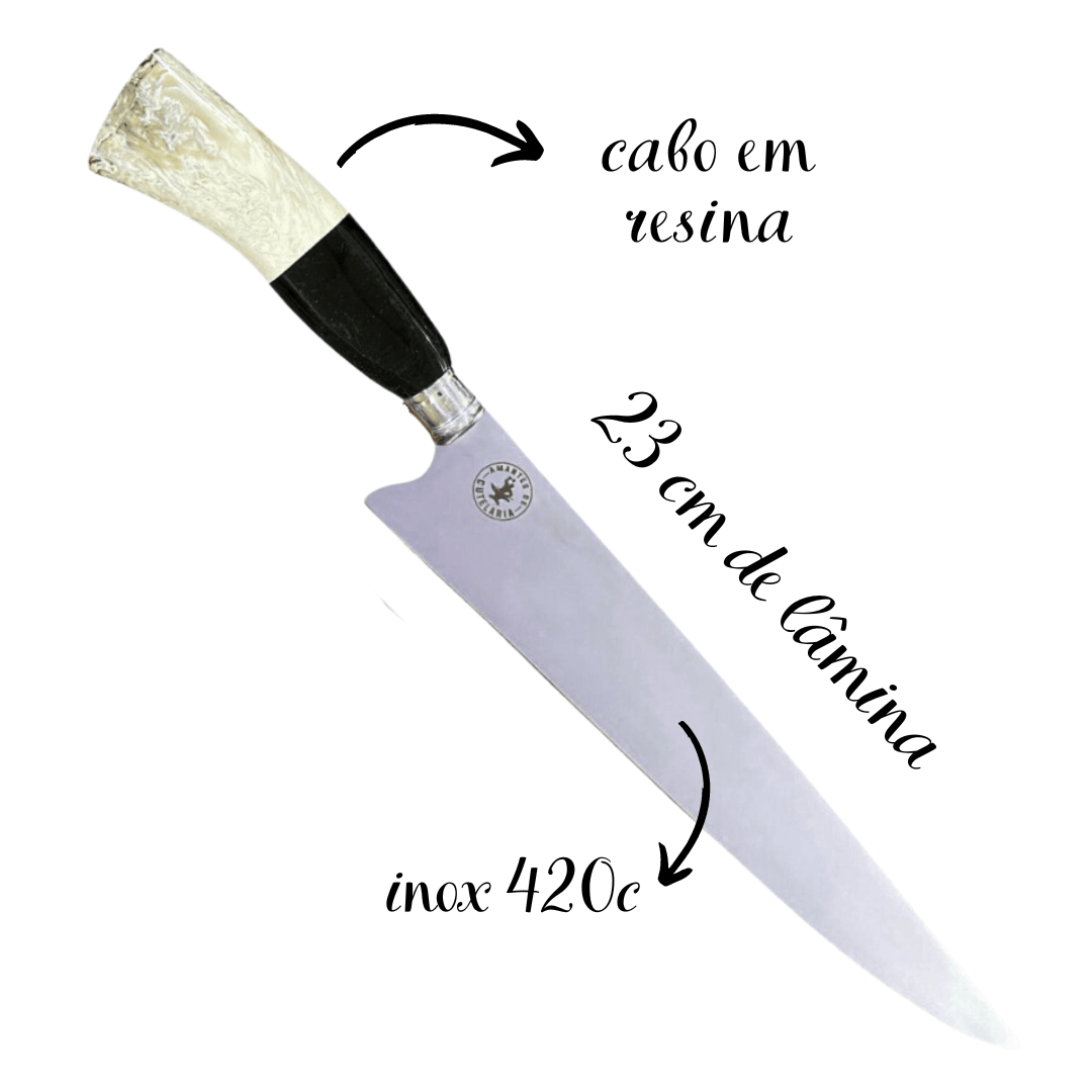 Kit 2 Facas Artesanais para Churrasco Aço Inox  | 9"