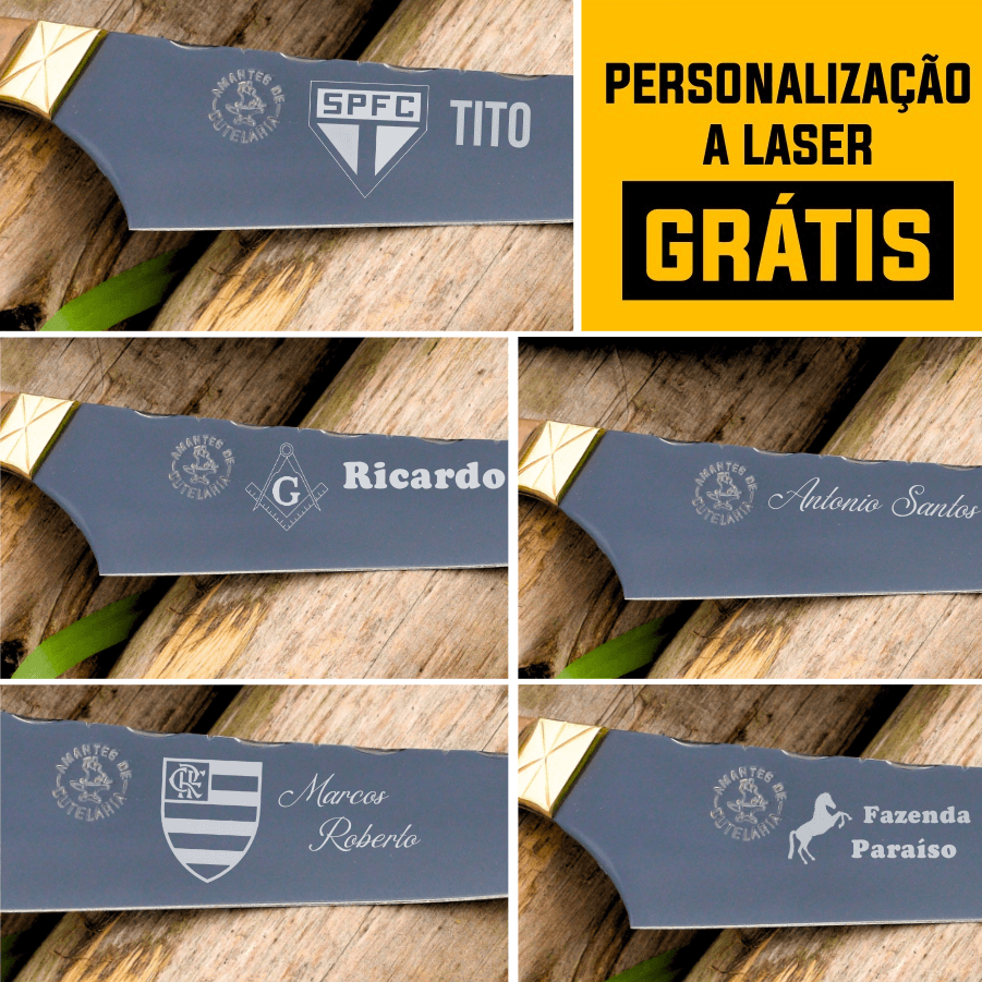 Faca Churrasco Artesanal Personalizada Gaúcha | Carbono Fosfatizado 8"