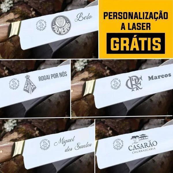 Kit Faca e Chaira Artesanal para Churrasco Personalizada | 10' polegadas