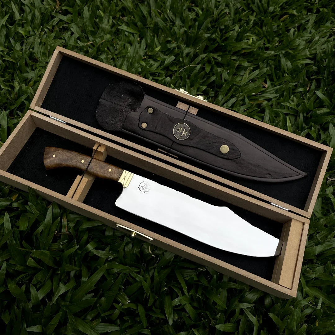 Faca Churrasco Artesanal Personalizada Larga | Aço Inox 10"