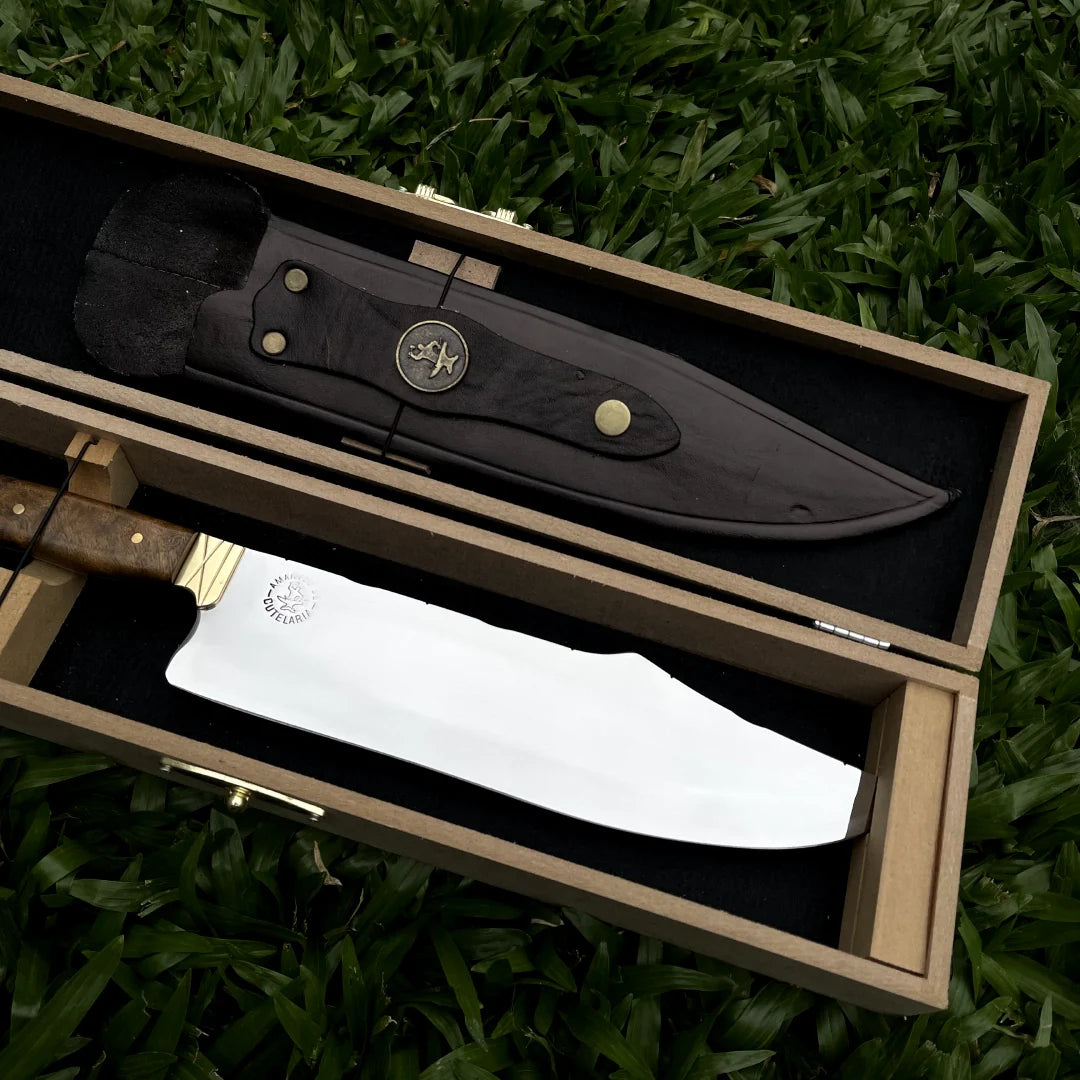 Faca Churrasco Artesanal Personalizada Larga | Aço Inox 10"