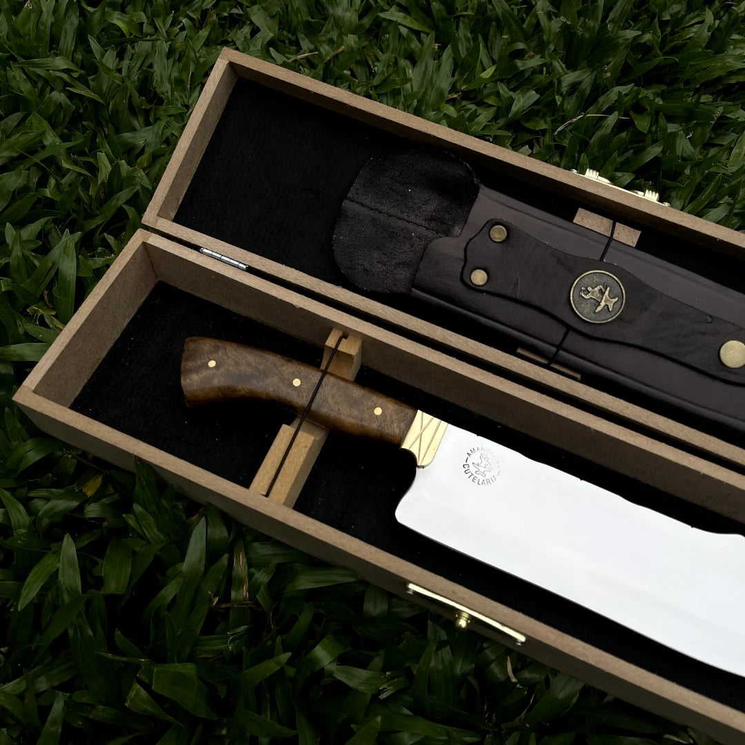 Faca Churrasco Artesanal Personalizada Larga | Aço Inox 10"