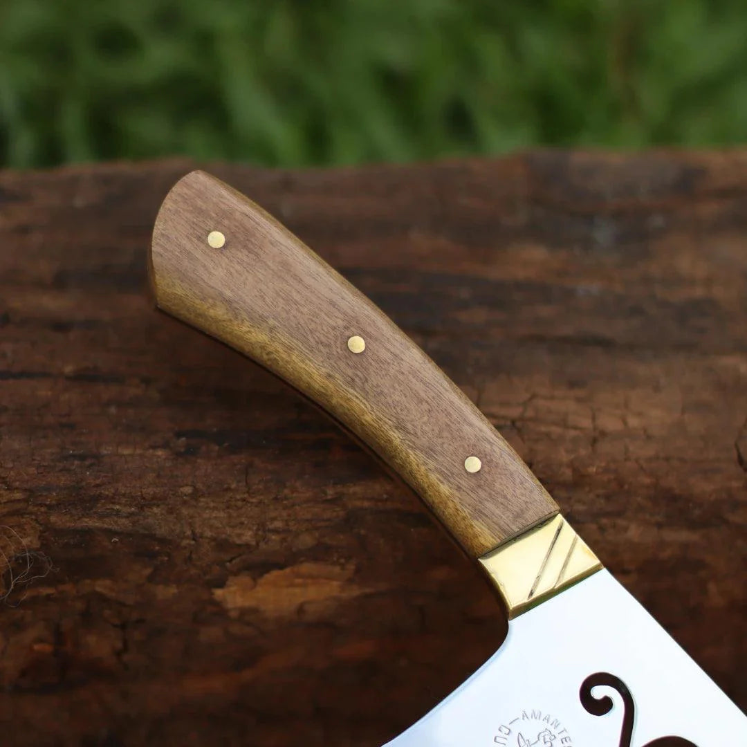 Cutelo Artesanal Personalizado para Churrasco Mustache | Aço Inox 7"