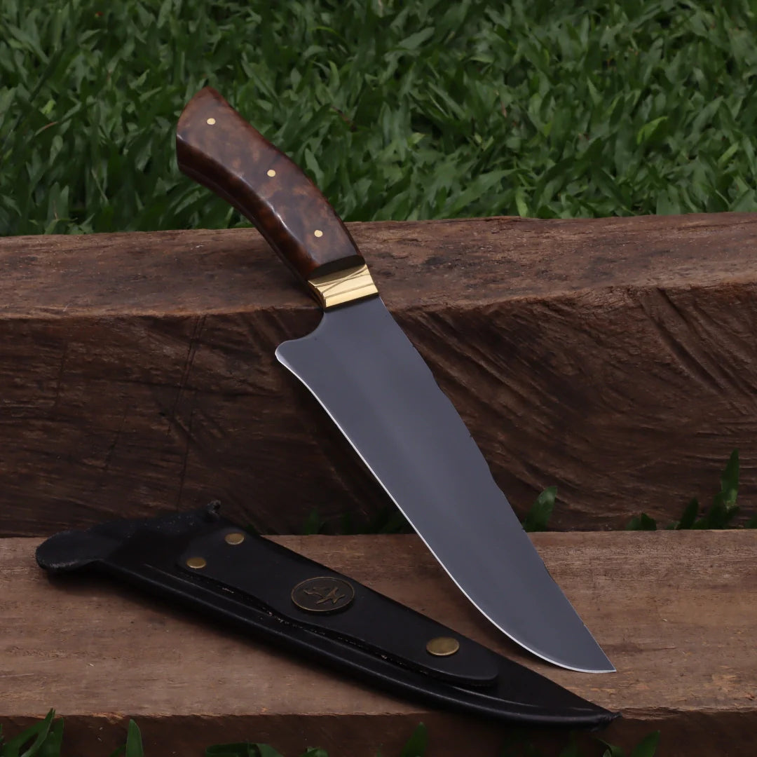 Faca Churrasco Artesanal Personalizada Gaúcha | Carbono Fosfatizado 8"