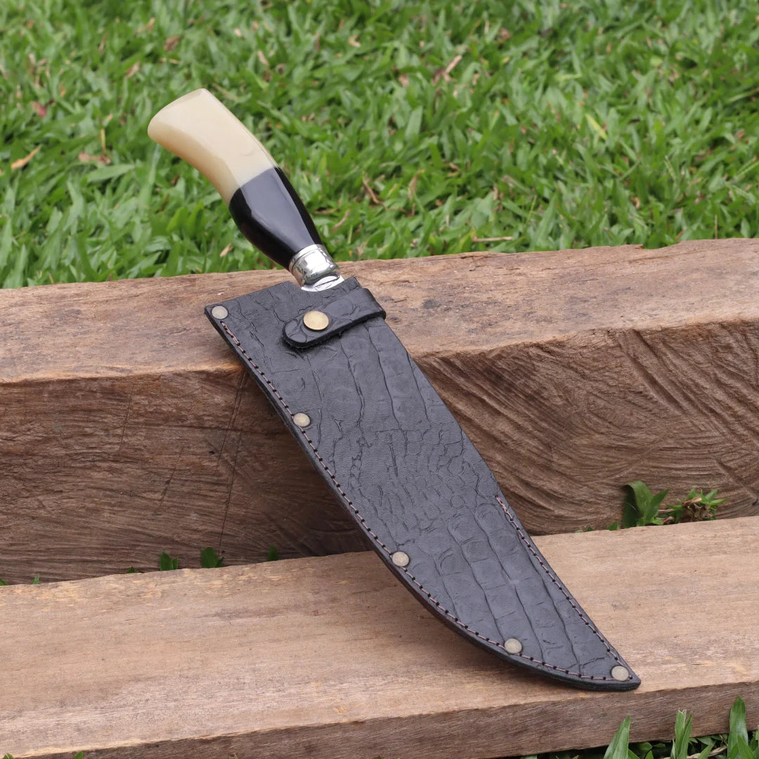 Faca Churrasco Artesanal Personalizada Picanheira Cabo de Osso | Aço Inox 10"