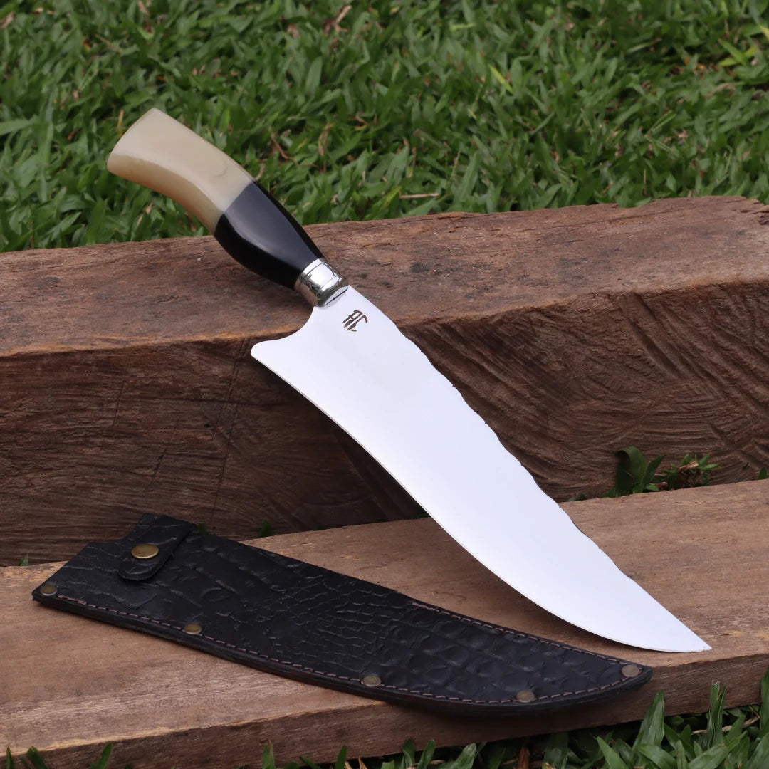 Faca Churrasco Artesanal Personalizada Picanheira Cabo de Osso | Aço Inox 10"