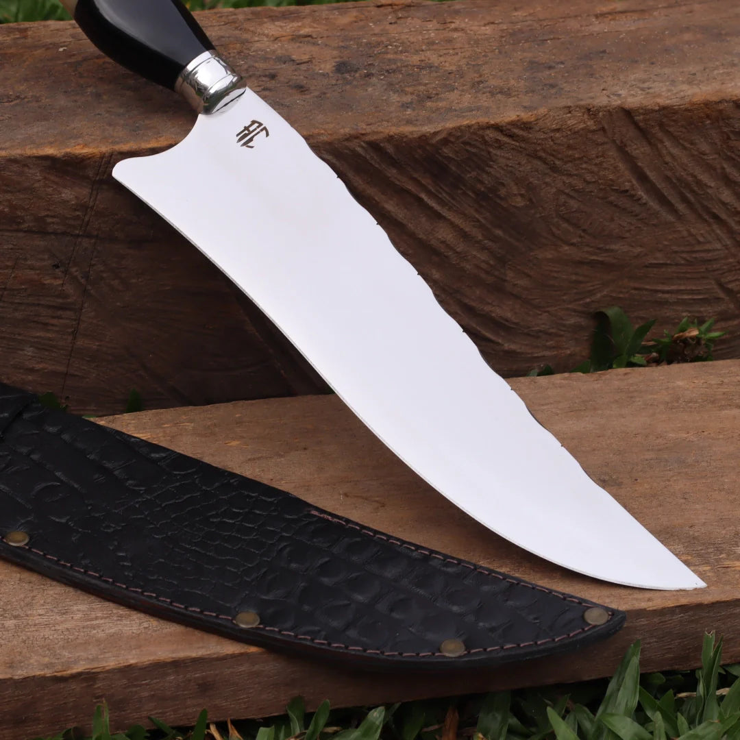 Faca Churrasco Artesanal Personalizada Picanheira Cabo de Osso | Aço Inox 10"