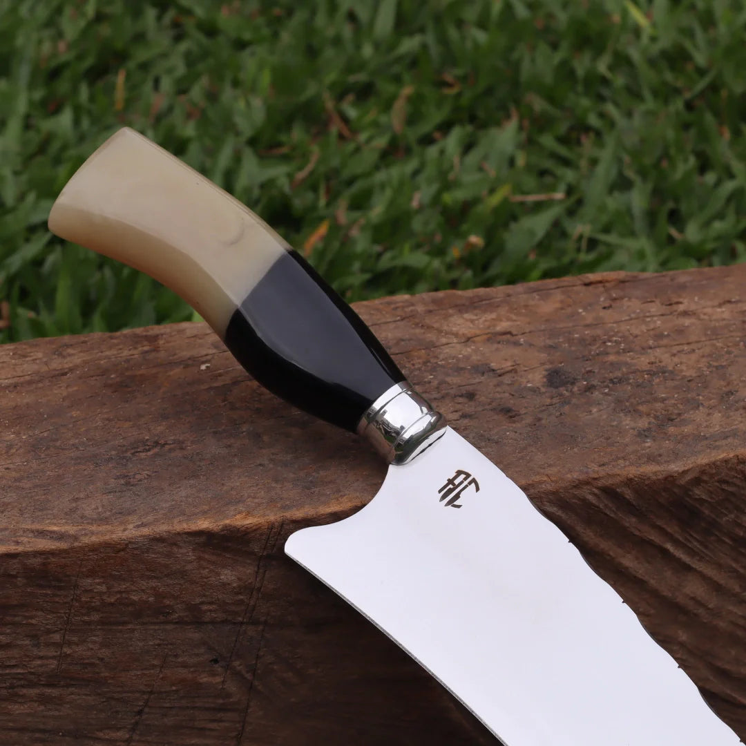 Faca Churrasco Artesanal Personalizada Picanheira Cabo de Osso | Aço Inox 10"