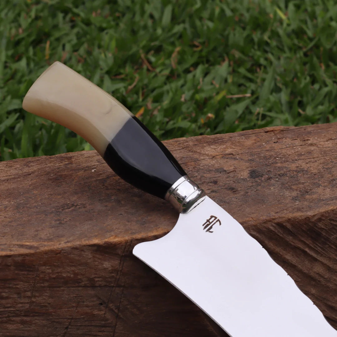 Faca Churrasco Artesanal Personalizada Picanheira Cabo de Osso | Aço Inox 10"