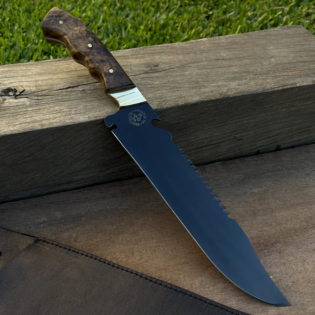 Faca Churrasco Artesanal Personalizada Bowie | Carbono Fosfatizado 10"