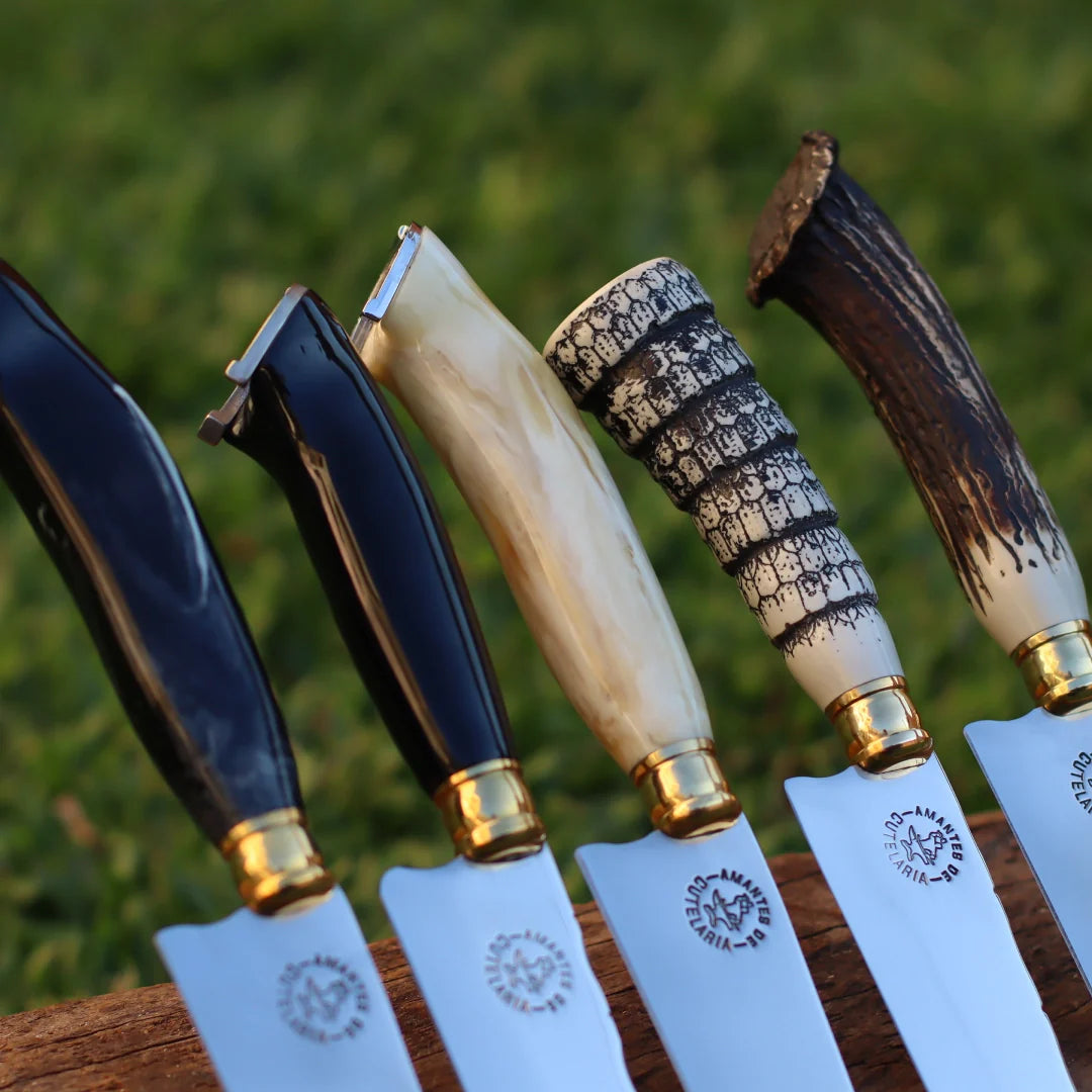 Faca Artesanal para Churrasco Personalizada | Presente | Cervo, Tatu, Cavalo