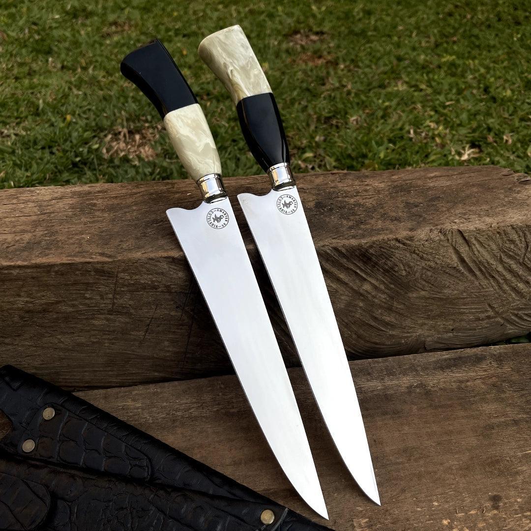 Faca Churrasco Artesanal Picanheira Cabo de Osso | Aço Inox 9"