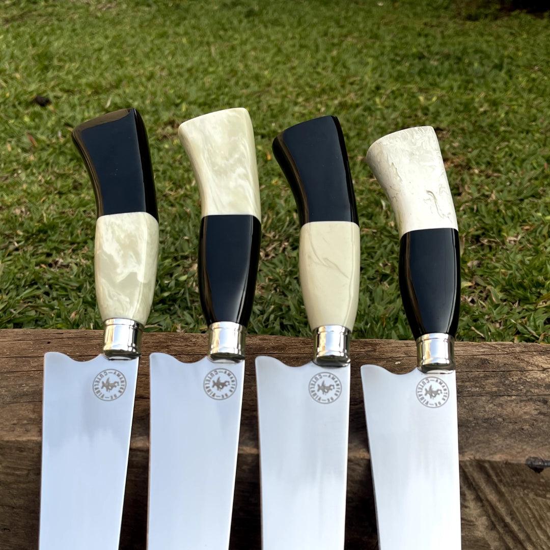 Faca Churrasco Artesanal Picanheira Cabo de Osso | Aço Inox 9"