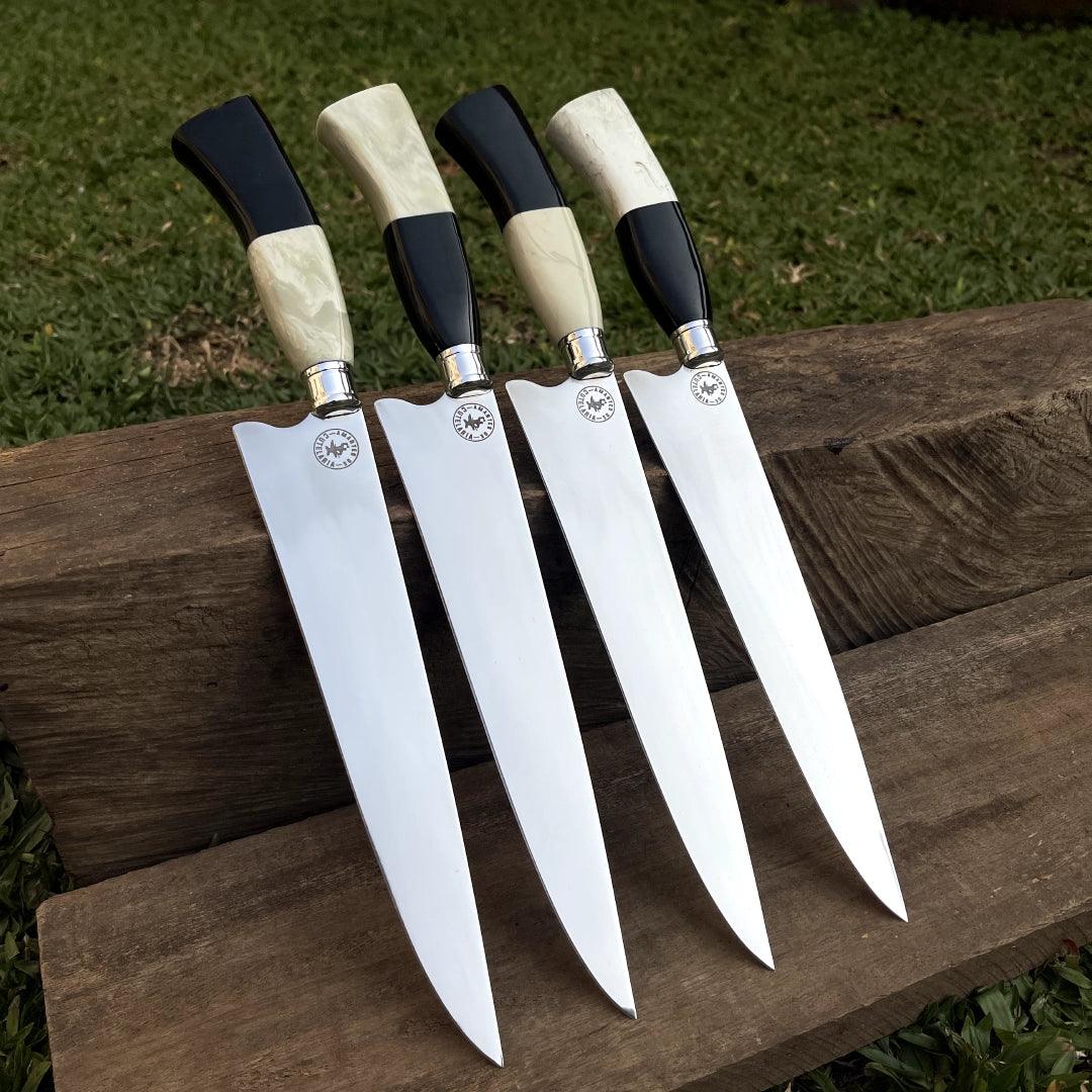 Faca Churrasco Artesanal Picanheira Cabo de Osso | Aço Inox 9"