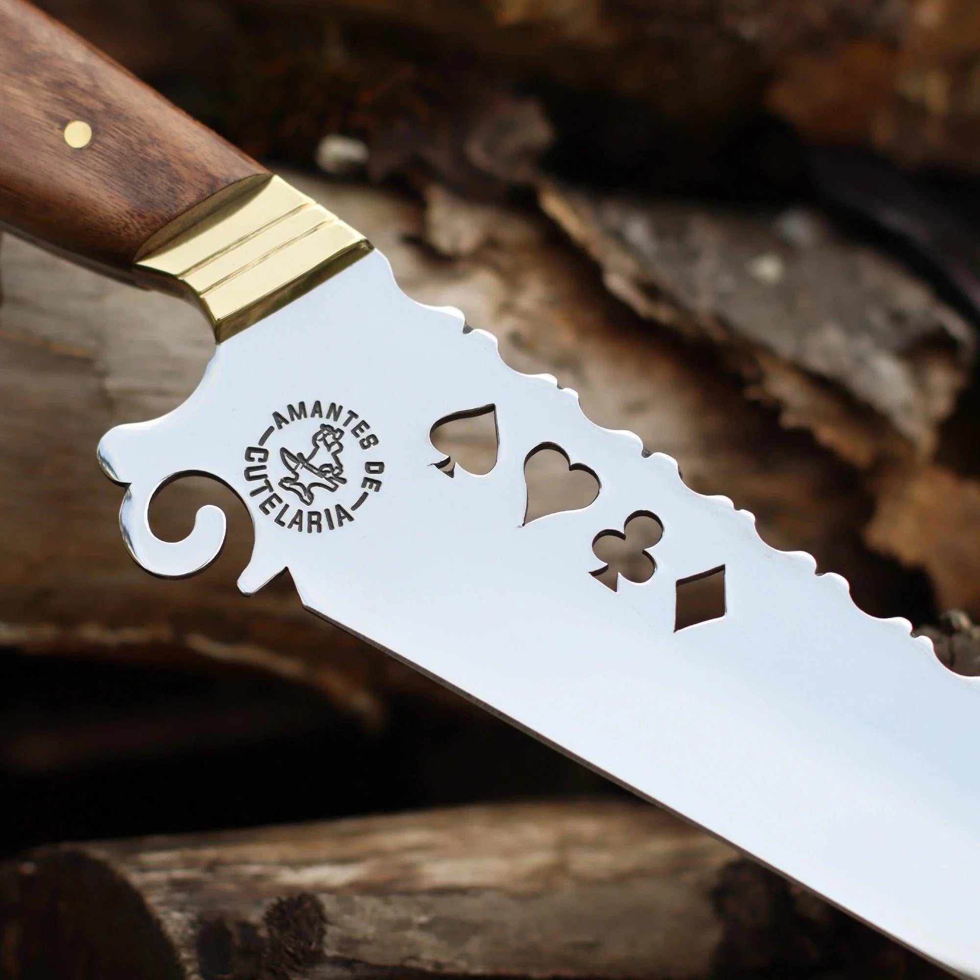 Faca Churrasco Artesanal Personalizada Cartas | Aço Inox 9"