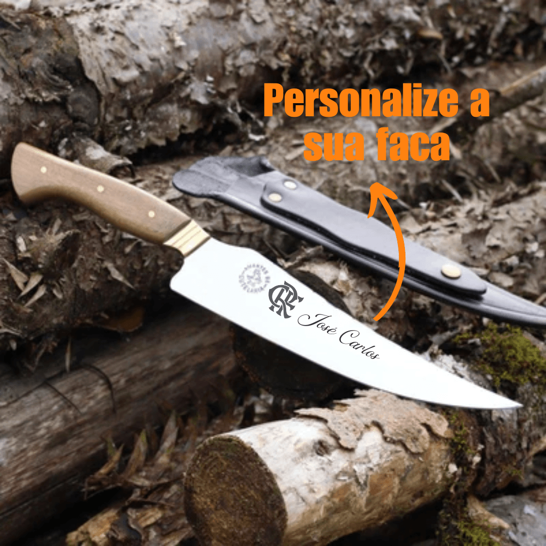Faca Churrasco Artesanal Personalizada BBQ Fileteira | Aço Inox 9"