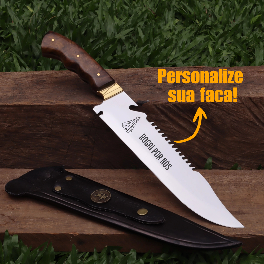 Faca Churrasco Artesanal Personalizada Bowie | Aço Inox 10"